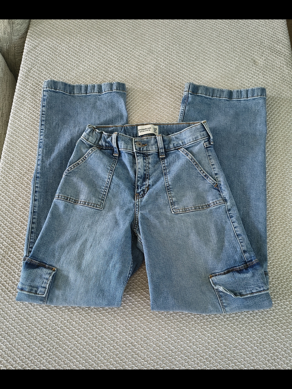 abercrombie Girls Light Wash Blue High Rise Wide Leg Jeans